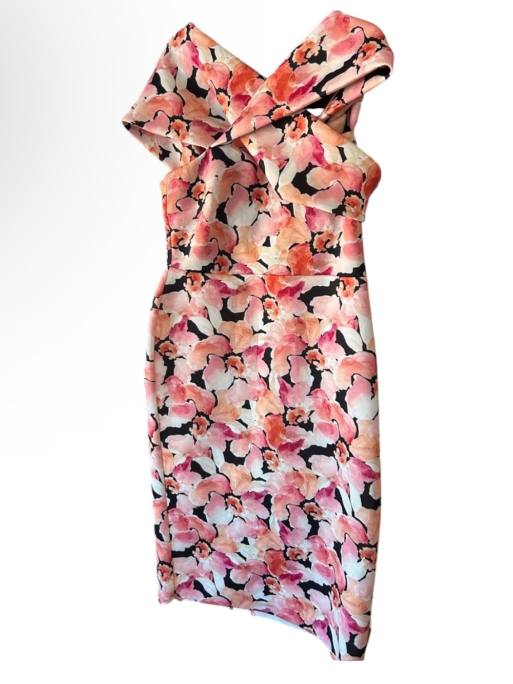 ASOS DESIGN Floral Bardot Sweetheart Neckline Off-Shoulder Dress Size 14